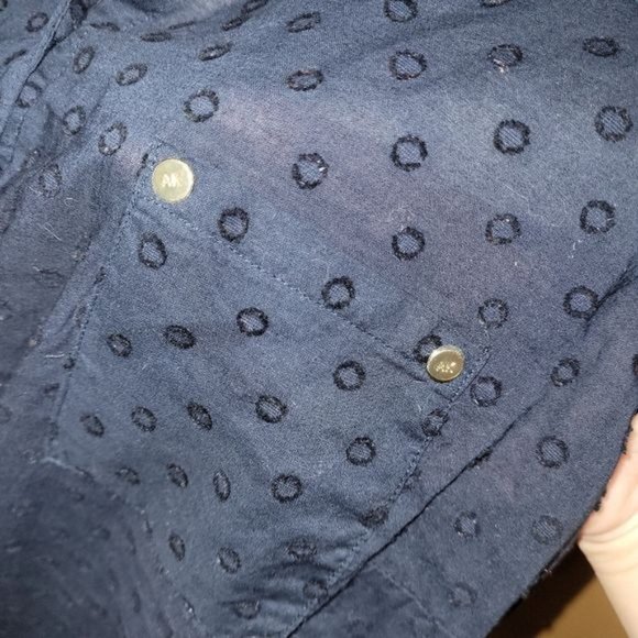 Anne Klein Women's Size XL Navy Blue Woven Sleeveless Blouse Button Up Collar - Picture 7 of 8